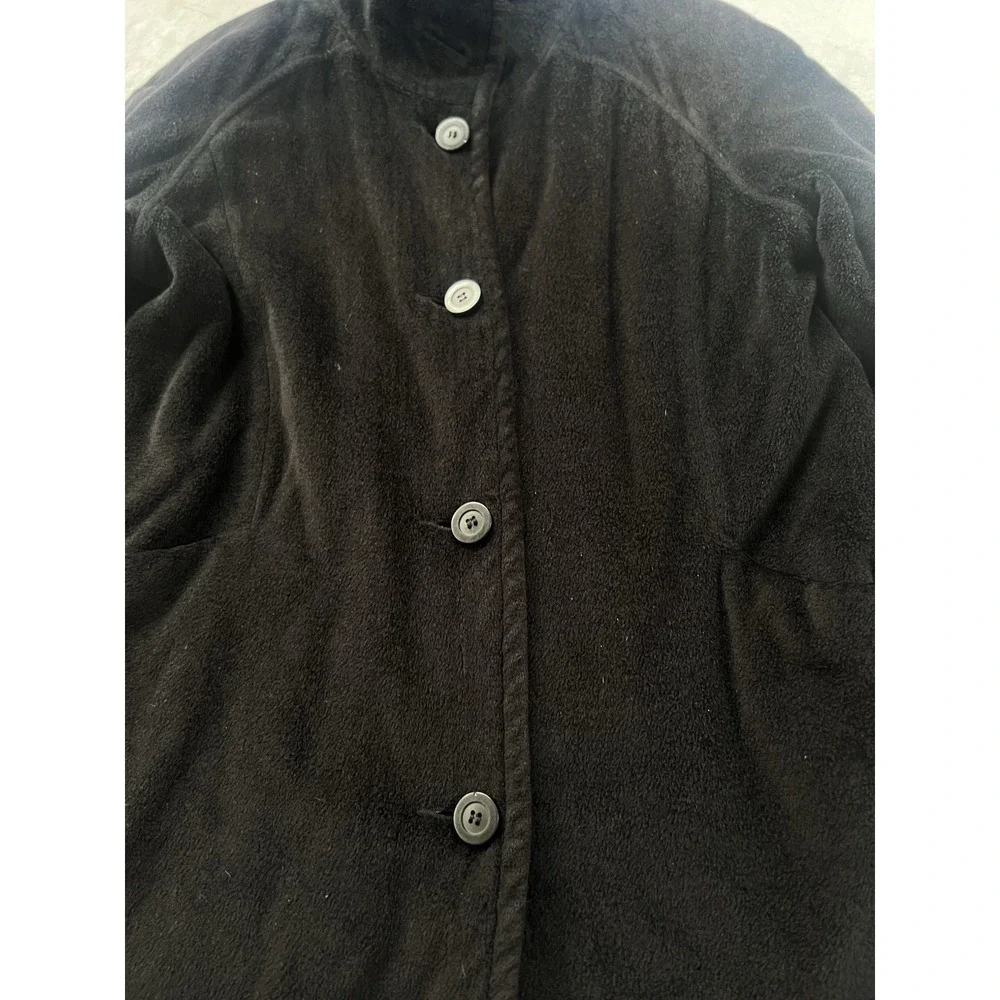 Vintage LL Bean Women's Wool Blend Long Trench Coat Black‎ Made In USA